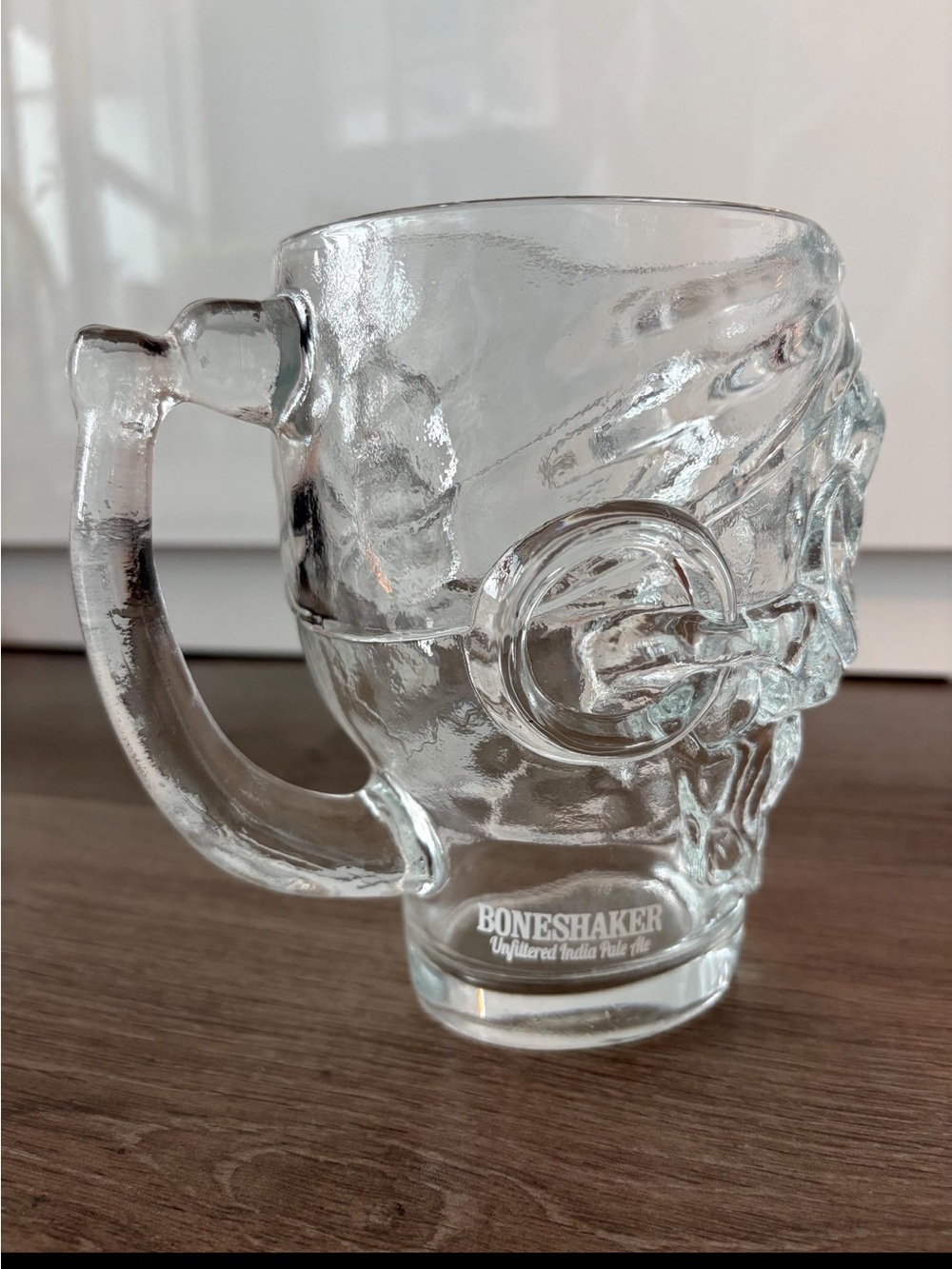 Boneshaker Indian Pale Ale Skull Mug Glass Beer Stein Pirate Luminarc USA EUC